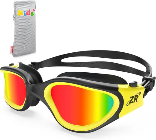 ZIONOR Gafas de natación para niños, G1 MINI con protección UV, polarizadas, antivaho, para edades de 6 a 14 años B3 (lente roja espejada + marco