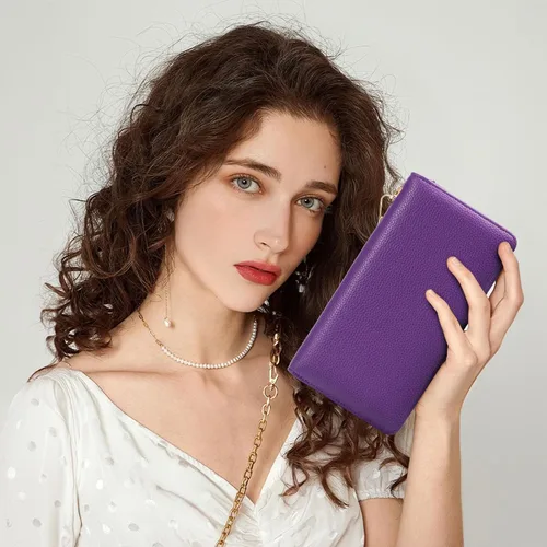 Miniatura 60 de Chelmon - Monedero para mujer de cuero genuino con bloqueo de señal RFID, para tarjetas de crédito