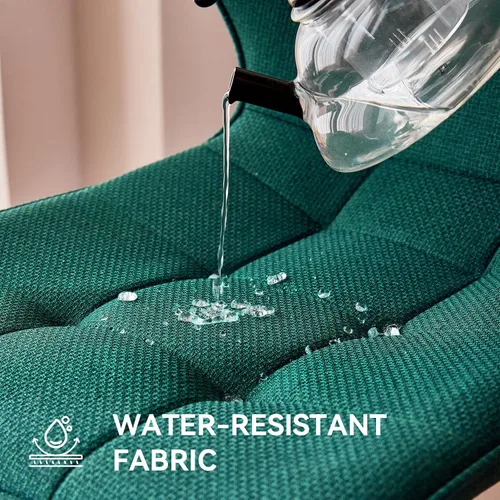Miniatura 3 de Juego de 4 sillas de comedor, tela resistente al agua, modernas sillas tapizadas para comedor y cocina con patas de metal, color verde (solo sillas)