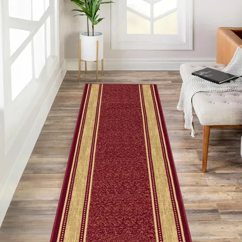Miniatura 16 de Kapaqua Alfombra antideslizante de tamaño personalizado, color marrón, dorado, beige, con parte trasera de goma, para pasillo, 22 pulgadas de ancho