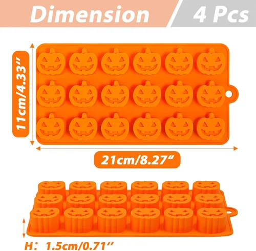 Miniatura 4 de Webake Molde de chocolate de Halloween con forma de calabaza Jack-O-Lantern, calavera, lápida, fantasma, murciélago y araña, moldes de silicona
