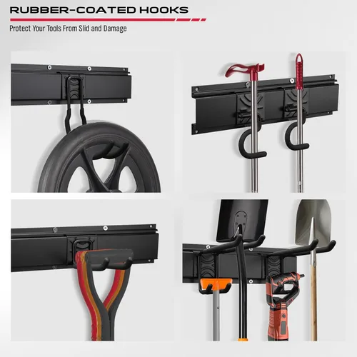 Miniatura 4 de SEDY Organizador de herramientas de almacenamiento de garaje resistente de 64 pulgadas para montaje en pared, estante de herramientas con ganchos