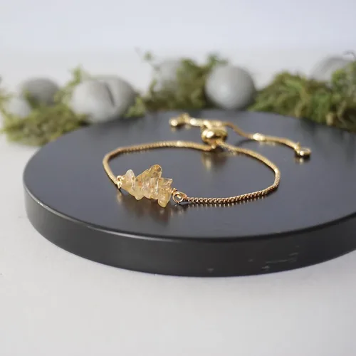 Miniatura 5 de Designs by Nature Gems Pulsera de piedra natal de cristal hecha a mano, pulsera de bolo de cadena deslizante ajustable, chapado en oro
