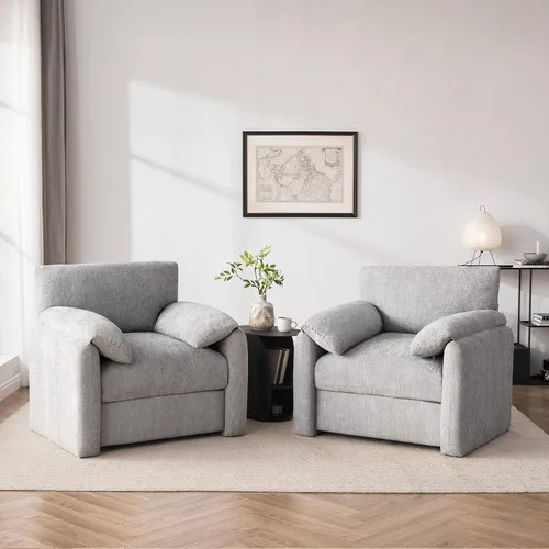 Miniatura 10 de Howjoe Sillón Extragrande de Chenilla, Sillas de Acento de 38.6 Pulgadas de Ancho para Sala de Estar y Dormitorio Silla de Descanso Moderna, Silla