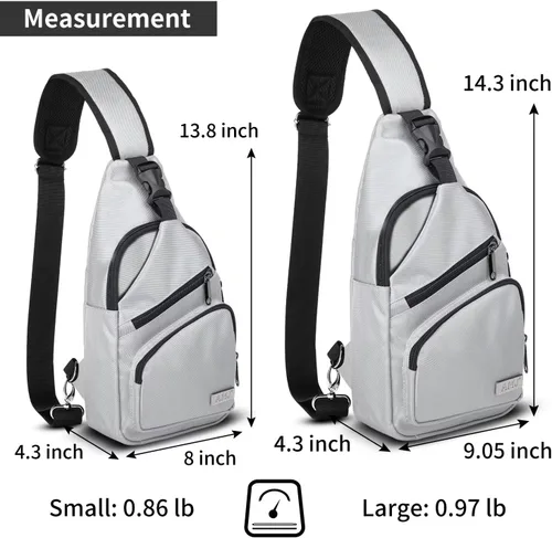 Miniatura 2 de AMJ Bolso cruzado tipo bandolera para hombres y mujeres, mochila de hombro casual, mochila de pecho tipo morral para senderismo y viajes Blanco Gris