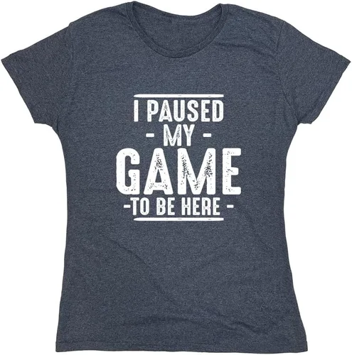 Miniatura 15 de Camiseta divertida con texto en inglés "I Paused My Game to Be Here" para hombre