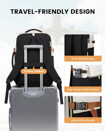 Miniatura 7 de LOVEVOOK - Mochila de Mano, Mochila de Viaje de 40L para Mujer con 3 Cubos de Embalaje, Mochilas de viaje