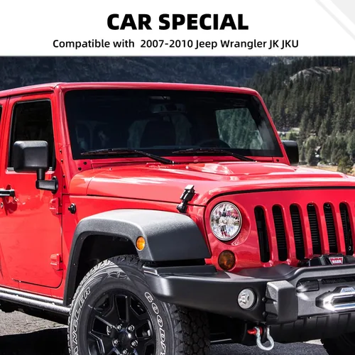 Miniatura 6 de Cubierta de botón de interruptor de aire acondicionado de fibra de carbono compatible con Jeep Wrangler JK JKU Sport X Sahara Rubicon 2007-2010