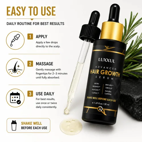 Miniatura 6 de LUXXUL Suero de apoyo para el crecimiento del cabello, 1.7 fl oz - Suero natural activo Redensyl para cabello más saludable, más grueso y lleno