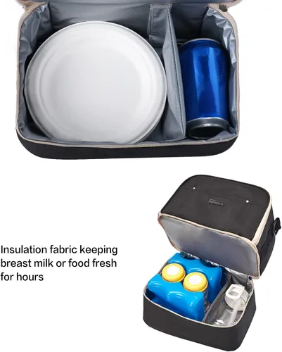 Miniatura 5 de Bolsa de extractor de leche con compartimento para extractor de leche, bolsa enfriadora y a prueba de humedad, doble capa para madre, extractor