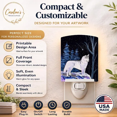 Miniatura 5 de Caroline's Treasures SS8400CNL - Luz nocturna de cerámica con forma de husky siberiano de noche estrellada, compacta, certificación UL, ideal