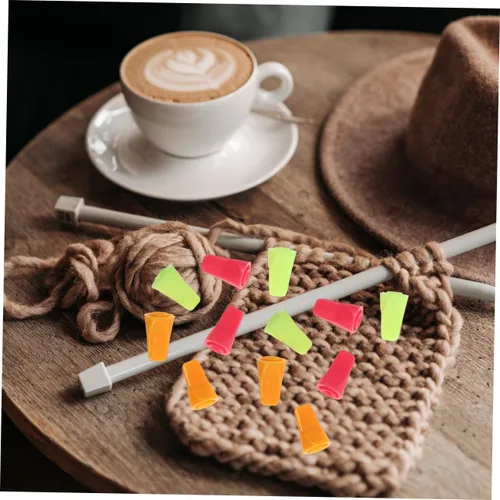 Miniatura 8 de VICASKY 30 piezas de agujas de tejer de punto coloridas, protectores de puntos, accesorios de punto para tejer, manualidades, manualidades