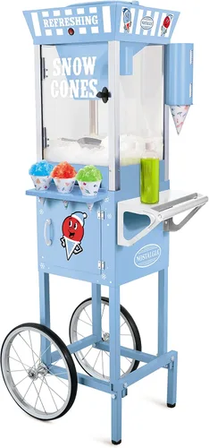 Nostalgia Máquina de hielo afeitado de cono de nieve, máquina de granizado retro para 72 golosinas heladas, incluye cuchara de metal, 2 botellas de