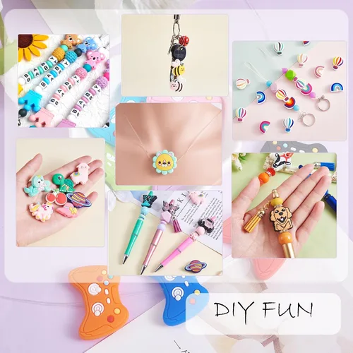 Miniatura 6 de 14 Piezas Cuentas de Silicona Lindas DIY Cuentas de Silicona a Granel Utilizadas para DIY para Hacer Varias Manualidades, Bolígrafo con Cuentas