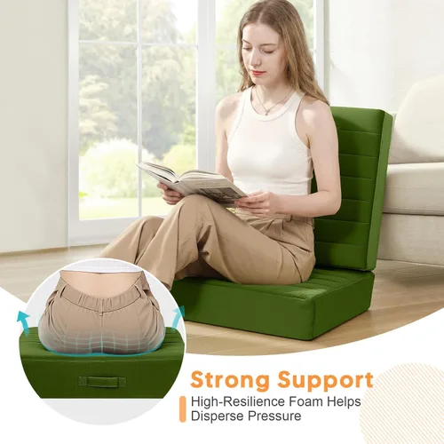 Miniatura 4 de MeMoreCool Almohadas cuadradas para suelo para adultos y niños, 2 juegos de cojines grandes de meditación con espuma de 5 pulgadas de grosor y funda