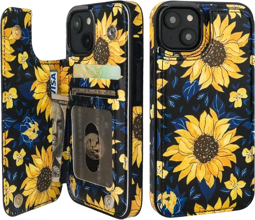 Miniatura 48 de HAOPINSH para iPhone 13 Estuche tipo cartera con tarjetero, patrón de leopardo blanco y guepardo, funda con tapa trasera para mujer y niña, ranuras