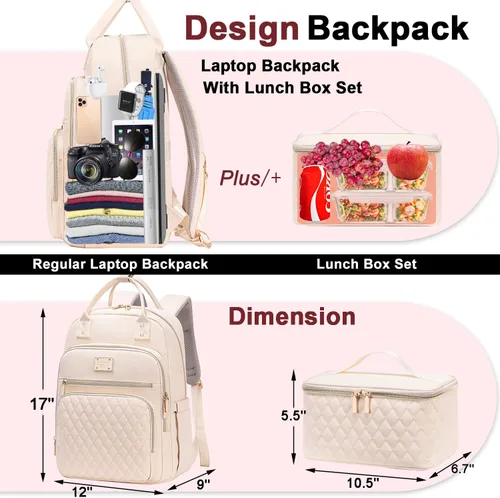 Miniatura 4 de Weitars Mochila de almuerzo para mujer, mochilas para laptop de 15.6 pulgadas, mochila de viaje para mujeres, mochila de trabajo, mochila