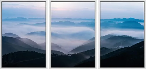 Miniatura 35 de SIGNWIN Lienzo enmarcado para pared, juego de arte nublado de tormenta, cielo, bosque otoñal, árboles, rústico, naturaleza, fotografía, realismo
