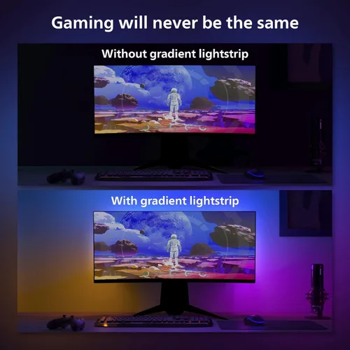 Miniatura 6 de Philips Hue Tira de luz LED de PC con degradado de ambiente blanco y de color para monitores de 24 a 27 pulgadas, requiere Hue Hub, compatible