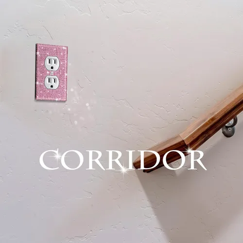 Miniatura 6 de 4 piezas de cubiertas de placa de interruptor con purpurina rosa con diamantes de imitación para placa de pared, decoración de habitación preparada