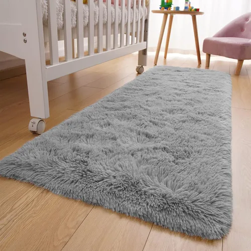 Miniatura 7 de YJ.GWL Alfombras de pasillo para pasillo, 2 x 4, lavables, pequeñas, color gris, para sala de estar, dormitorio, alfombra suave y esponjosa