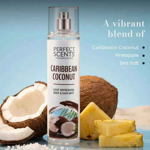 Miniatura 6 de Instyle Fragrances - Bruma corporal y capilar ligera refrescante, Coco del Caribe, Spray corporal premium para mujer, infundido con pantenol