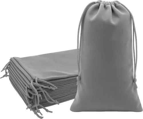 Miniatura 12 de Mandala Crafts Bolsas de terciopelo negro con cordón de 14 x 14 pulgadas, 10 bolsas grandes de terciopelo con cordón a granel para regalos de fiesta