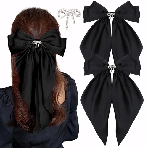 Pinzas para el cabello con lazo grande para mujeres y niñas, bonitos lazos de satén sedoso, pasadores, accesorios para el cabello, cintas de cola