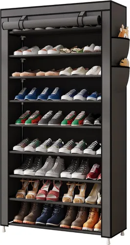 Miniatura 14 de Laiensia Organizador vertical para zapatos de 5 niveles, organizador de almacenamiento de zapatos que ahorra espacio, cubierta no tejida, estante