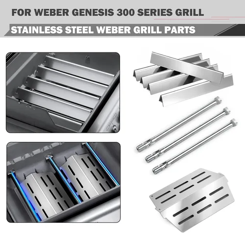 Miniatura 2 de Genesis 300 Piezas de repuesto para parrilla Weber Genesis E-310 E-320 E-330 S-330 EP-310 EP-330 Piezas de parrilla de 17.5 pulgadas Barras