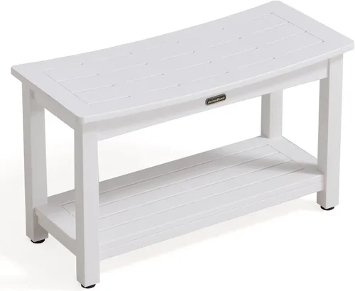 Miniatura 13 de Banco de ducha resistente para ducha interior, taburete de baño de poliéster blanco para afeitarse las piernas o asiento de baño de spa, asiento