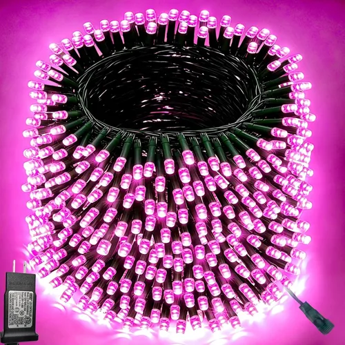 Miniatura 9 de Pooqla Guirnalda de 200 luces LED para interiores y exteriores, luces verdes de Halloween de 66 pies, enchufables con temporizador, 8 modos Alambre