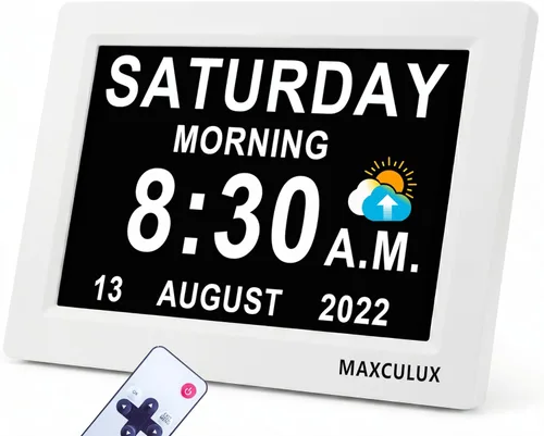 Miniatura 9 de 【Actualizado】Reloj digital grande de 11.5 pulgadas con día y fecha de conversación por voz para personas mayores, 19 alarmas y recordatorios