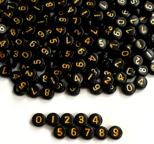 Miniatura 9 de Amaney - 600 cuentas acrílicas blancas de números 0-9, símbolo # corazón con caja de almacenamiento, 0.276 x 0.157 in En caja blanca