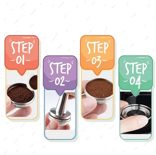 Miniatura 3 de Sesama Cápsulas de café reutilizables para Nespresso VertuoPlus VertuoPlus Vertuoline Series 304 de acero inoxidable, ecológicas, recargables