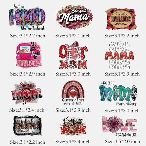 Miniatura 2 de 12 piezas de letras Mama para planchar, calcomanías de transferencia térmica DIY para ropa de mujer, pegatinas para planchar en camisetas, jeans