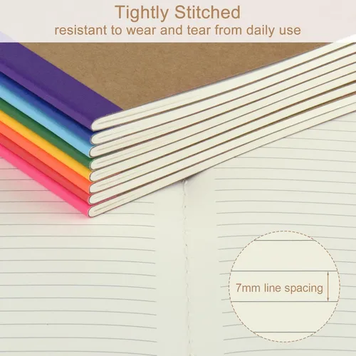 Miniatura 5 de ZCZN Paquete de 8 cuadernos rayados coloridos a granel, diarios A5 con 8 colores, 60 páginas/30 hojas, 8.3 x 5.5 pulgadas, papel rayado