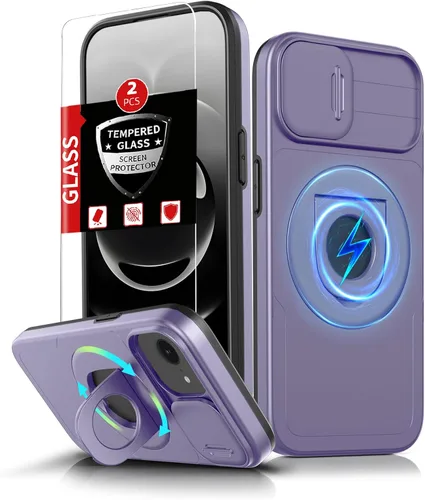 Miniatura 96 de Funda magnética para iPhone 11 Pro compatible con carga inalámbrica MagSafe, con 2 protectores de pantalla, anillo kickstand de 360° integrado +