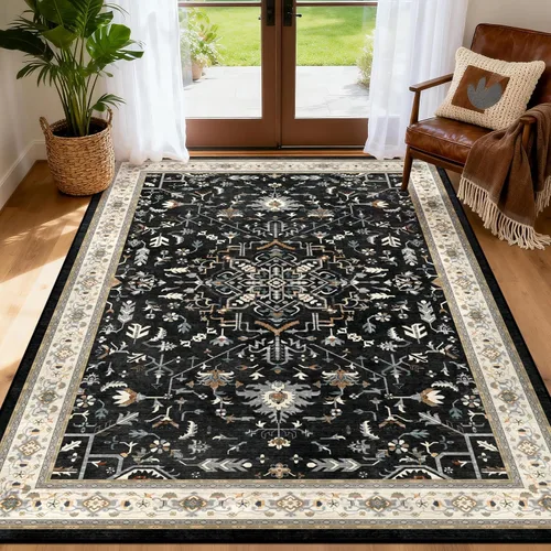 Miniatura 29 de nesrt Alfombra bohemia lavable de 2 x 10 pies, suave, antideslizante, extra larga, alfombra de cocina, color negro, vintage, geométrico, camino