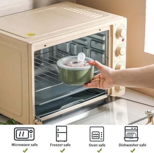 Miniatura 2 de Recipiente de cerámica con tapa: recipiente de almacenamiento de alimentos apto para microondas de 20 onzas para sopa, ensalada, cereales, sobras