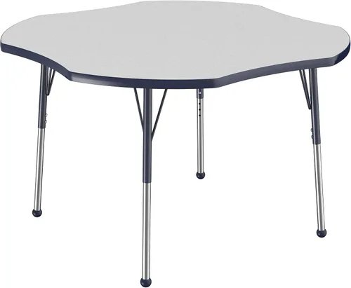 Miniatura 60 de FDP Clover Mesa de Actividades Escolar y de Oficina (48 x 48 pulgadas), patas estándar con deslizadores giratorios para entornos de asientos