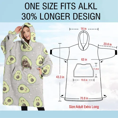 Miniatura 6 de Wearable Oversized Blanket,Sherpa Blanket Hoodie with Super Pockets,Super Warm Fuzzy Pullover for Women & Men