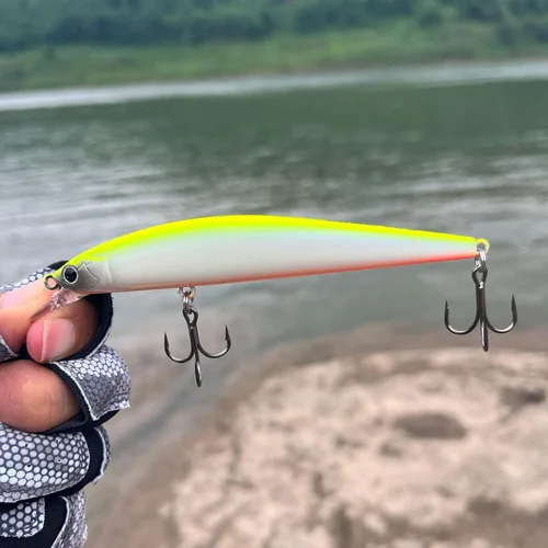 Miniatura 5 de Minnow - Juego de señuelos de pesca, cebos duros con colores vibrantes para trucha, lubina, perca, ideal para pesca de arroyo y lago, 5 piezas