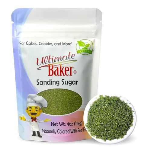 Ultimate Baker - Azúcar de lijado, verde acebo - Azúcar vibrante de color natural para hornear y decorar, perfecto para espolvorear pasteles, Verde