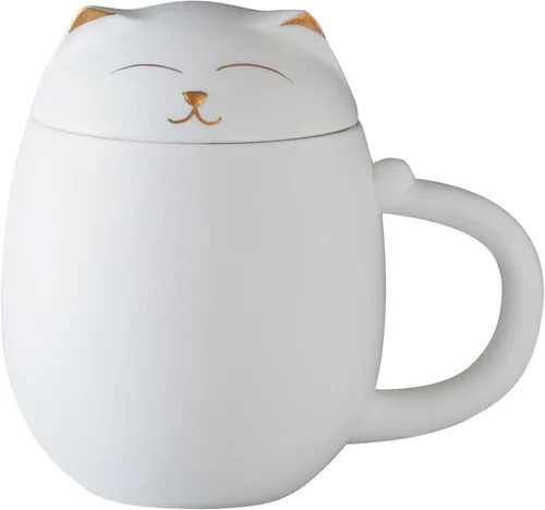 Miniatura 10 de HEER Taza de té para gatos con infusor y tapa, taza de té de cerámica de 13.5 onzas, regalo para amantes de los gatos para amigos y familia (negro)
