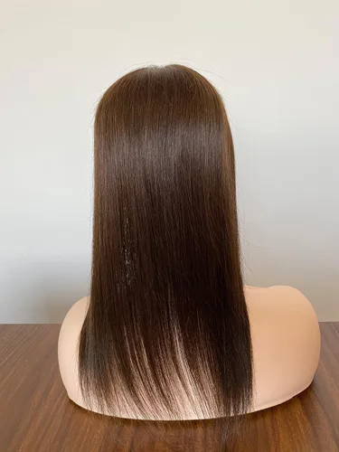 Miniatura 6 de Extensiones de cabello humano virgen de alta calidad de 12/20 pulgadas con clip para mujer, base mono de 5 x 6 pulgadas, repuesto negro natural