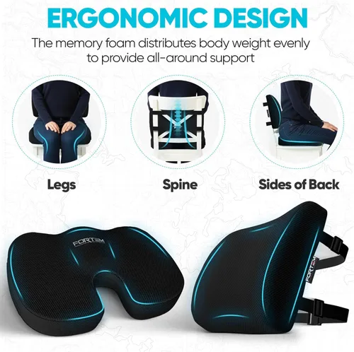 Miniatura 6 de FORTEM Cojín de asiento, Cojín para silla de oficina, Almohada de apoyo lumbar para silla de oficina, Espuma viscoelástica para alivio del dolor