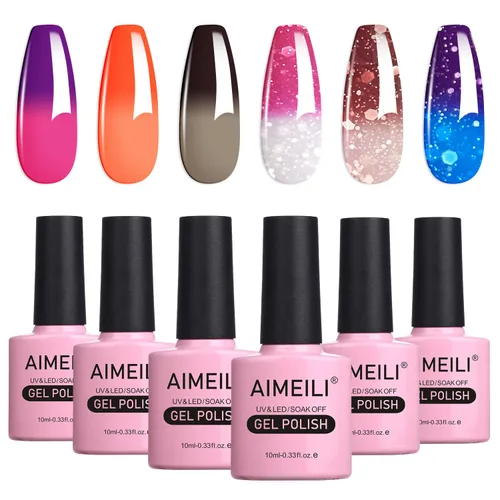 Miniatura 13 de AIMEILI Juego de esmaltes de uñas de gel para el día de San Valentín, esmalte de uñas de gel rosa nude, juego de 6 piezas x 0.3 fl oz - Juego de 31
