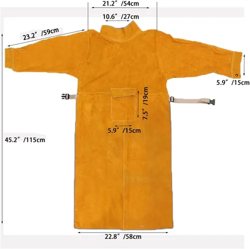 Miniatura 2 de Leather Welding Apron with Sleeves,Heavy Duty Welding Jacket,Heat Flame Resistant Welder Apron for Men