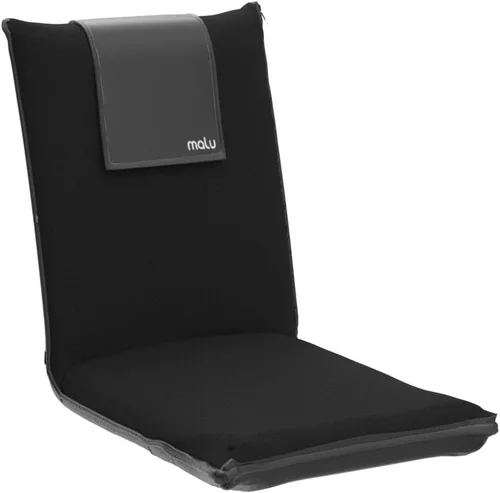 Miniatura 4 de malu Silla de suelo acolchada extra grande con soporte de espalda, cojín de meditación para silla japonesa, cómodo respaldo plegable, funda Negro